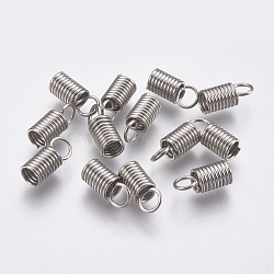 304 Stainless Steel Terminators, Coil Cord Ends, Stainless Steel Color, 11x4.5mm, Hole: 3mm, Inner Diameter: 3mm(STAS-P196-11)