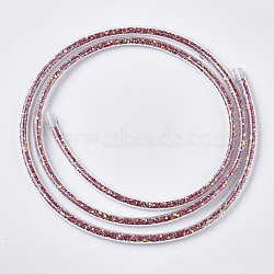 Eco-Friendly PVC Synthetic Rubber Cord, with Paillette/Sequins Inside, Red, 6mm, about 0.98~1.31 yards(0.9~1.2m)/strand(RCOR-Q017-02)