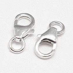 925 Sterling Silver Lobster Claw Clasps, with Jump Rings, Silver, 8x5x2.5mm, Hole: 2mm, about 69pcs/20g(STER-F014-09A)