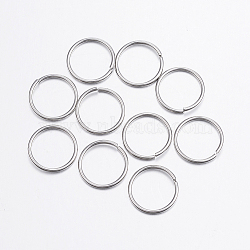 304 Stainless Steel Open Jump Rings, Stainless Steel Color, 18 Gauge, 12x1mm, Inner Diameter: 10mm(STAS-P151-05)