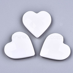Opaque Acrylic Beads, Faceted, Heart, White, 45.5x45.5x10mm, Hole: 1.5mm, about 45pcs/500g(SACR-T352-17)