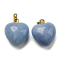 Natural Aquamarine Pendants, with Golden Tone Brass Findings, Heart Charm, 18x15~15.5x6~8mm, Hole: 6x3mm(G-I311-A42-G)