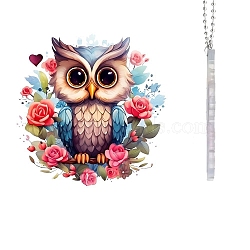 Acrylic Pendant Decorations, with Metal Finding, Car Decoration, Owl, 74x76x3mm(PW-WG83140-01)