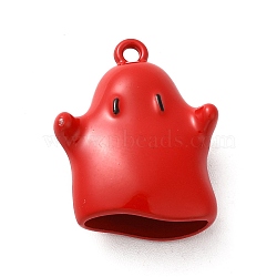 Halloween Spray Painted Alloy Pendants, with Enamel, Ghost Charm, Red, 22x17x8mm, Hole: 1.6mm(PALLOY-F296-02C)