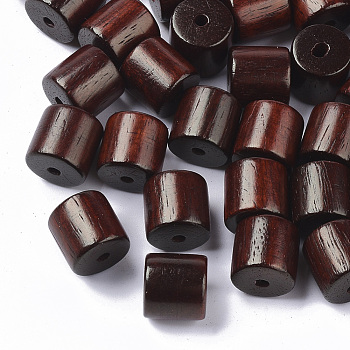 Natural Wood Beads, Waxed Wooden Beads, Dyed, Column, Saddle Brown, 10x10mm, Hole: 2mm