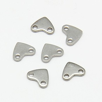 304 Stainless Steel Links connectors, Heart, Stainless Steel Color, 6x7x1mm, Hole: 0.5mm