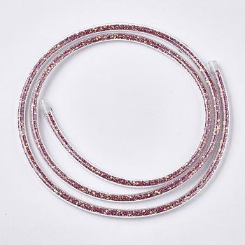 Eco-Friendly PVC Synthetic Rubber Cord, with Paillette/Sequins Inside, Red, 6mm, about 0.98~1.31 yards(0.9~1.2m)/strand