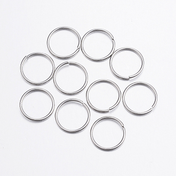304 Stainless Steel Open Jump Rings, Stainless Steel Color, 18 Gauge, 12x1mm, Inner Diameter: 10mm