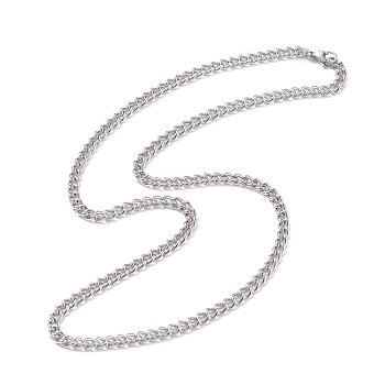 304 Stainless Steel Curb Chains Necklace for Men Women, Stainless Steel Color, 20.08 inch(51cm)