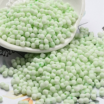 Macaron Color Opaque Frosted Glass Seed Beads, Peanut, Mint Cream, 6x3x3mm, Hole: 1.2mm, about 4000pcs/pound