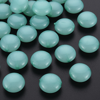 Imitation Jelly Acrylic Beads, Flat Round, Medium Aquamarine, 17x9.5mm, Hole: 2mm, about 316pcs/500g