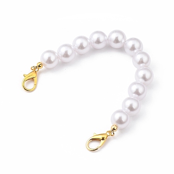 ABS Plastic Imitation Pearl Bag Handles, with Zinc Alloy Lobster Claw Clasps, for Bag Straps Replacement Accessories, Golden, 7.95"(20.2cm)