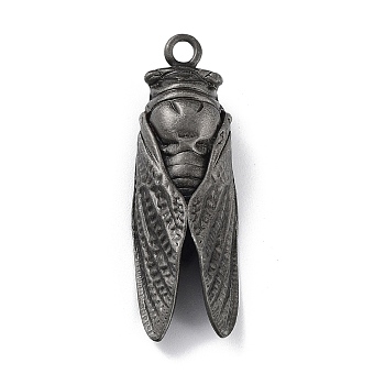 Tibetan Style Alloy Big Pendants, Frosted, Cicada Charm, Antique Silver, 51x16.5x11mm, Hole: 3.2mm
