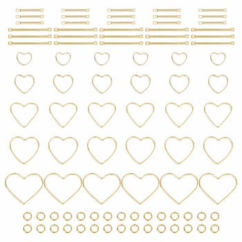 DIY Jewelry Making Finding Kit, Including Brass Heart Linking Rings & Links connectors & Jump Rings, Real 18K Gold Plated, 90Pcs/box