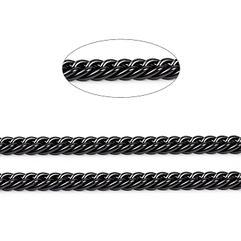 304 Stainless Steel Cuban Link Chains, Chunky Curb Chains, with Spool, Electrophoresis Black, 5x4x0.8mm, about 65.61 Feet(20m)/roll