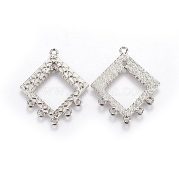 Alloy Chandelier Components Links, Rhombus, Platinum, 40x33x2mm, Hole: 1.6mm and 2mm(PALLOY-E525-02P)