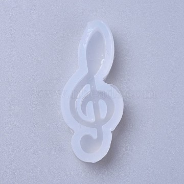 Silicone Molds, Resin Casting Molds, For UV Resin, Epoxy Resin Jewelry Making, Musical Note, White, 42.5x18.5x8mm, Inner Diameter: 13.5x39mm(X-DIY-L026-058)