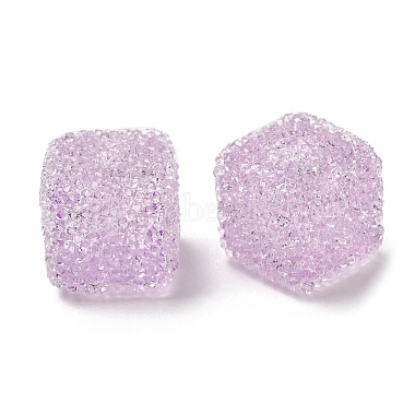 Violet Cube Resin+Rhinestone Beads