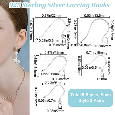 10 Pairs 5 Style 925 Sterling Silver French Hooks with Coil and Ball(STER-BBC0006-07)-2