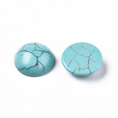 Accessoires d'artisanat teints turquoise synthétique pierres précieuses cabochons de dôme dos plat (X-TURQ-S266-16mm-01)-3