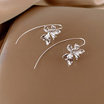 Alloy Dangle Earrings, Flower, Silver, 55x30mm(FS-WG88BED-04)