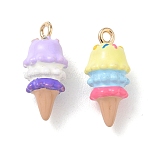 Alloy Enamel Pendants, Ice Cream Charms, Golden, Mixed Color, 9x9x20mm, Hole: 1.6mm(FIND-B069-10)