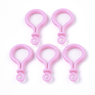 Opaque Solid Color Bulb Shaped Plastic Push Gate Snap Keychain Clasp Findings, Pearl Pink, 57.5x32x12mm, Hole: 6mm(KY-T021-01J)