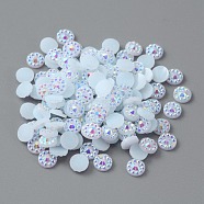 Opaque Resin Cabochons, AB Color Plated, Flat Round, White, 4x1mm, about 1000pcs/bag(CRES-WH0010-018B)