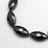 Crystal Glass Horse Eye Beads Strands, Faceted, Black, 25x12x8mm, Hole: 1mm,  about 30pcs/strand, 29.5 inch(EGLA-F071-01)