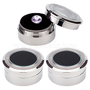 Alloy Jewelry Gift Boxes, for Small Gemstone, Diamond Storage, with Velvet Cushion and Clear Window, Column, Platinum, 3.25x1.6cm, Inner Size: 2.45cm(OBOX-WH0007-17B)
