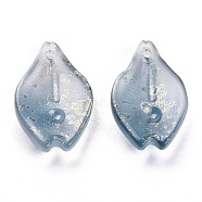 Transparent Glass Pendants, Petaline, Light Steel Blue, 18.5x12x4mm, Hole: 1.2mm(GLAA-H102-C03)