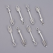Tibetan Style Alloy Arrow Links connectors, Cadmium Free & Lead Free, Antique Silver, 37x6x2mm, Hole: 2mm(TIBE-3497-AS-LF)