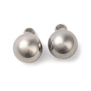 Non-Tarnish 304 Stainless Steel Charms, Ball Charm, Stainless Steel Color, 8.5x6mm, Hole: 1.5mm(STAS-A093-02D-P)