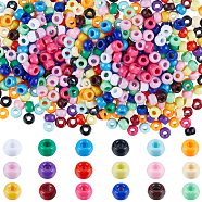 1800Pcs 18 Colors Opaque Plastic Beads, Barrel, Mixed Color, 9x6mm, Hole: 3.8mm, 100pcs/color(KY-SC0001-83)