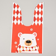 Christmas Theme Plastic Bags,  for Christmas Party Sweets Snack Gift Ornaments, Bear Pattern, 22.6x13.5cm, 50pcs/bag(ABAG-L011-A06)