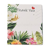 Cardboard Necklace Earring Set Display Cards, Rectangle, White, Flower Pattern, 6.4x5.1x0.02cm, 100pcs/bag(X-CDIS-A002-C-03A)