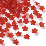 Transparent Acrylic Beads, Flower, Frosted, Red, 10x5mm, Hole: 1mm, about 420pcs/50g(X-PL554-01)