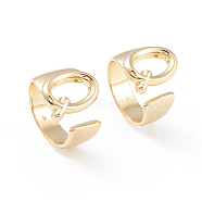 Brass Cuff Rings, Open Rings, Long-Lasting Plated, Real 18K Gold Plated, Letter.Q, Size 6, 17mm(X-RJEW-L097-06Q)