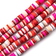 Handmade Polymer Clay Beads Strands, for DIY Jewelry Crafts Supplies, Heishi Beads, Disc/Flat Round, Mixed Color, 4x0.5~1mm, Hole: 1.4mm, about 350~410pcs/strand, 15.75 inch~16.14 inch(40~41cm)(CLAY-R089-4mm-T05C)