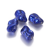 CCB Plastic Beads, with Enamel, Nuggets, Dark Blue, 32~34x23~26mm, Hole: 1.5mm(CCB-P009-26)