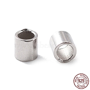Rhodium Plated 925 Sterling Silver Spacer Tube Beads, Column, Platinum, 2x2mm, Hole: 1.5mm, about 357pcs(10g)/bag+(STER-Z006-01D-P)