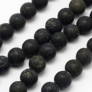 Natural Serpentine/Green Lace Stone Beads Strands, Frosted, Round, 10mm, Hole: 1mm, about 38pcs/strand, 14.9 inch(G-D676-10mm)