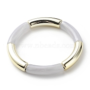 Acrylic Curved Tube Beaded Stretch Bracelet for Women, Gainsboro, Inner Diameter: 2-1/8 inch(5.3cm)(BJEW-JB08439-06)