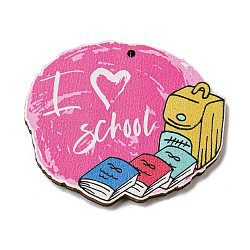 Wood Pendant, Teachers' Day Theme, Book, 38x45x2.5mm, Hole: 1.6mm(WOOD-H107-04-05)