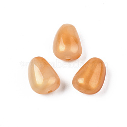 Opaque Acrylic Beads, Two Tone Color, with Glitter Powder, Teardrop, Sandy Brown, 18x14x11mm, Hole: 2mm, about 280pcs/500g(MACR-N009-021B)