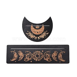 Wooden Tarot Card Display Stands, Moon Phase Tarot Holder for Divination, Tarot Decor Tools, Moon with Rectangle, Moon Pattern, 12.5~25x7.5~10.5x0.5cm, 2pcs/set(WICR-PW0001-12A)