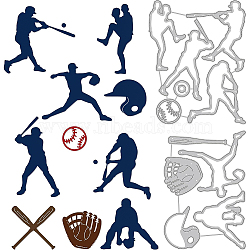 2Pcs 2 Styles Baseball Theme Carbon Steel Cutting Dies Stencils, for DIY Scrapbooking, Photo Album, Decorative Embossing Paper Card, Stainless Steel Color, Sports Themed Pattern, 13.2~13.8x9.2~10.9x0.08cm, 1pc/style(DIY-WH0309-779)