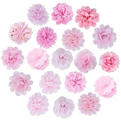 Handmade Woven Costume Accessories, Cloth Flower, Pink, 14pcs/set(WOVE-NB0002-02)