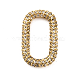 Rack Plating Brass Micro Pave Clear Cubic Zirconia Linking Rings, Long-Lasting Plated, Cadmium Free & Lead Free, Real 18K Gold Plated, Oval, 25x14x3mm, Inner Diameter: 19x8mm(KK-Z070-12G-03)