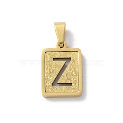 304 Stainless Steel Alphabet Pendants, Real 18K Gold Plated, Rectangle Charm, Letter Z, 17.5x12x2mm, Hole: 7.5x3.5mm(STAS-S152-01G-Z)